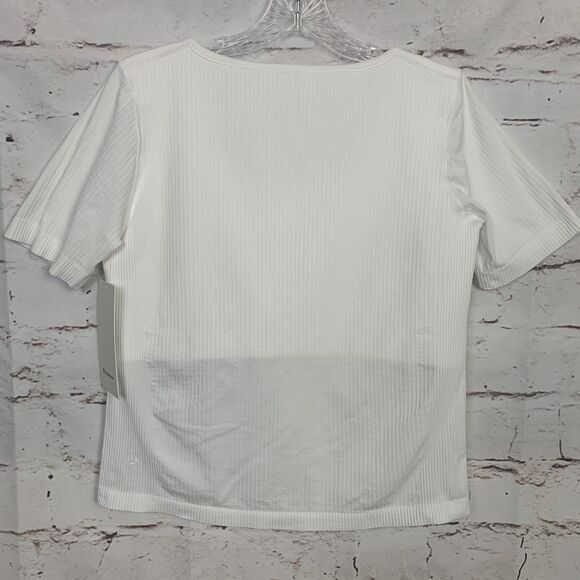 LULULEMON Ebb to Street Short Sleeve Shirt Women's 14 White Workout Tee T-shirt - Picture 4 of 7
